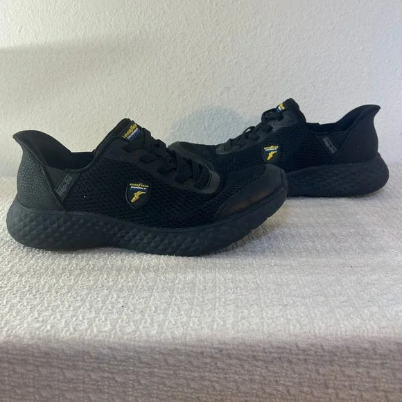 Skechers Hands Free Step-Ins Goodyear Black Slip Resistant  Women's Sneakers 7.5 - Picture 13 of 14